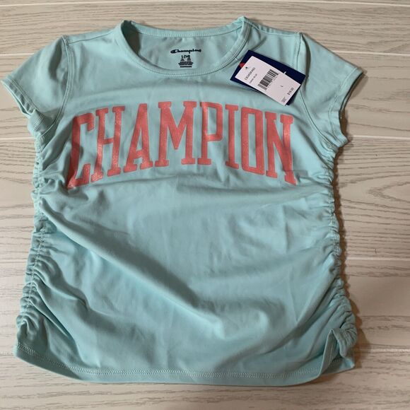 Champion Other - Champion Girls Small Short Sleeve Shirt Canal Blue Orange Sparkly‎ Decal